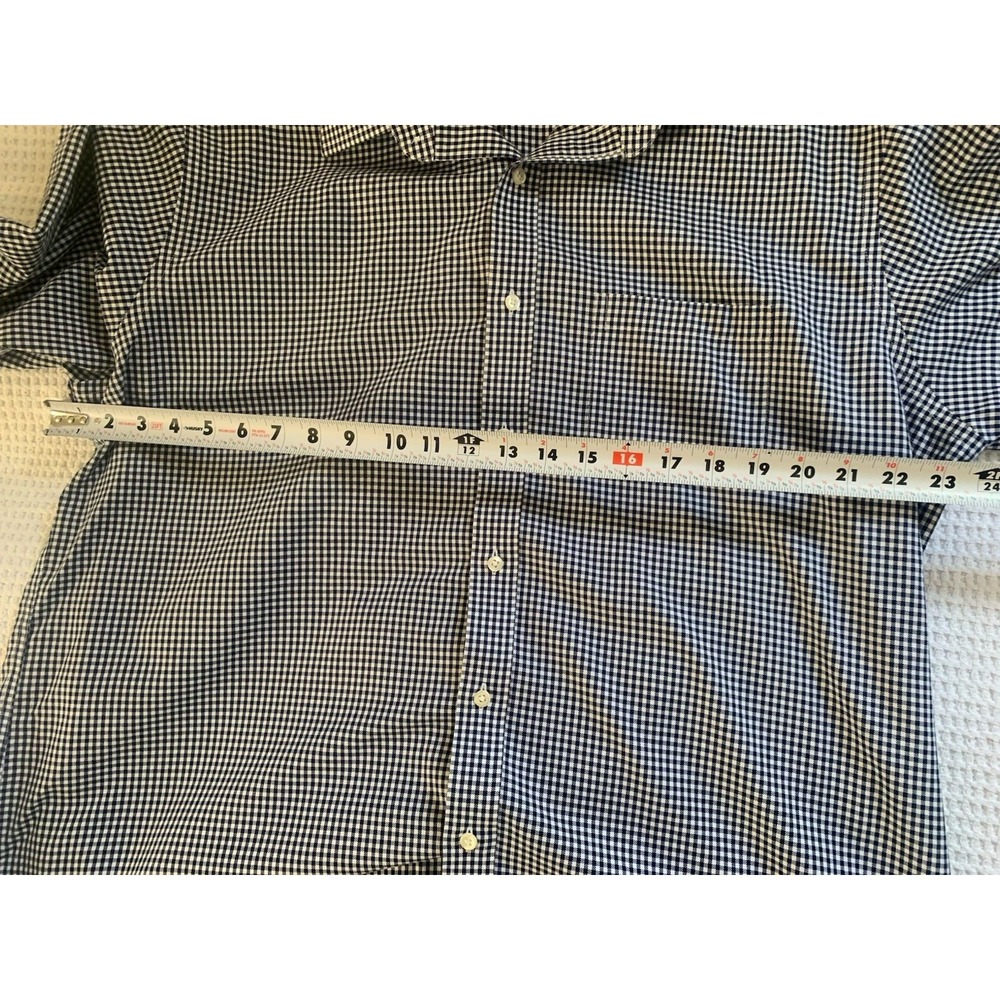 Brooks Brothers, Men's 17.5 2/3 Regent Fit 1818 , BLUE White Check, Non Iron - Picture 5 of 9